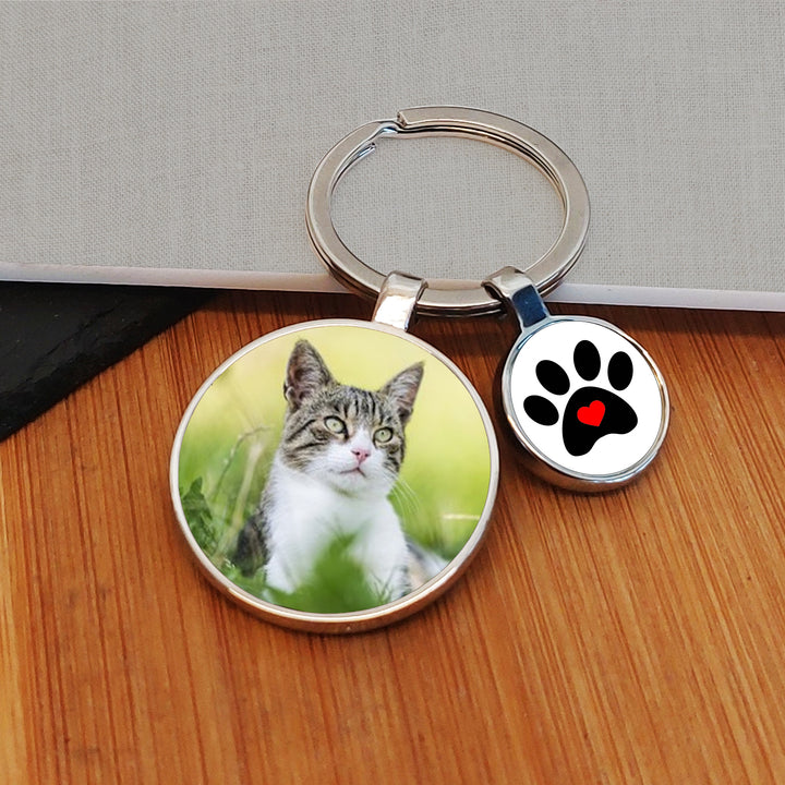 Personalised Pawprint Photo Keyring with Charm
