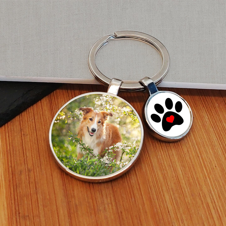 Personalised Pawprint Photo Keyring with Charm