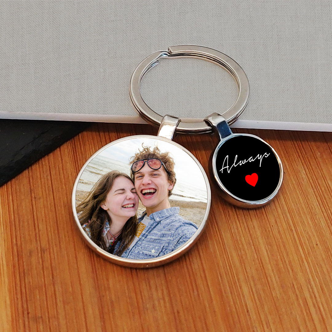 Personalised Always Charm Photo Keyring