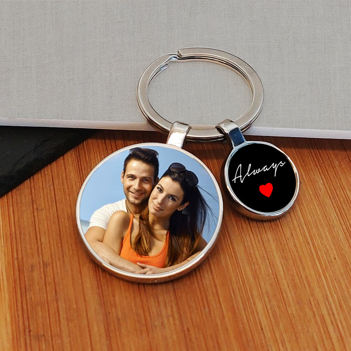 Personalised Always Charm Photo Keyring