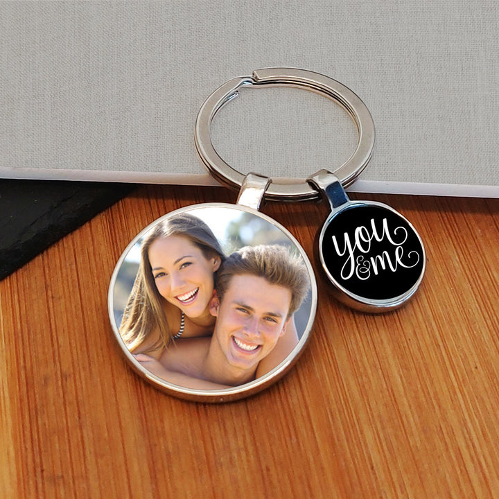 Personalised You &amp; Me Charm Photo Keyring