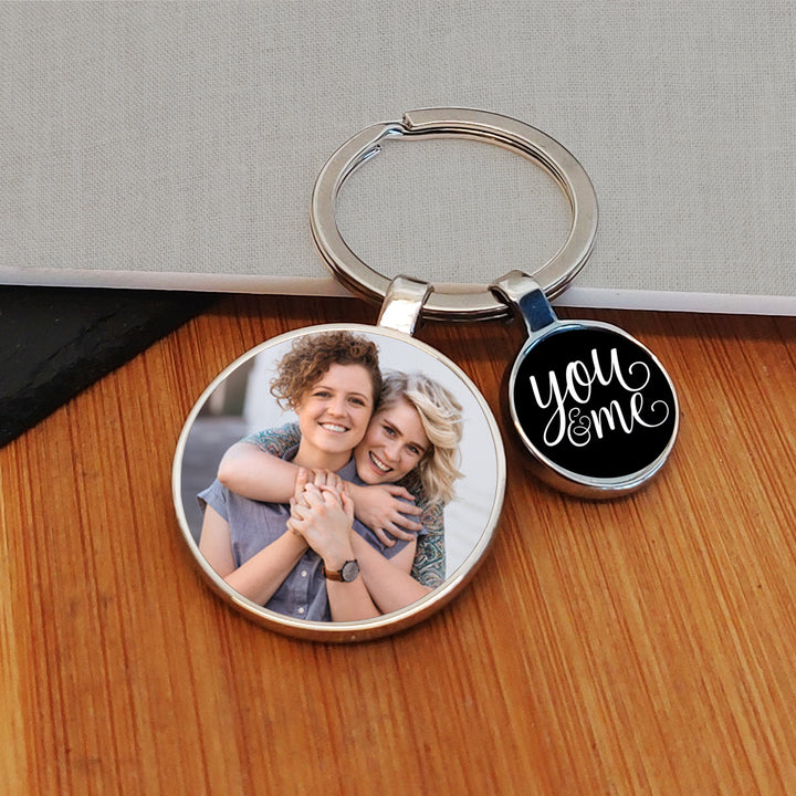 Personalised You &amp; Me Charm Photo Keyring