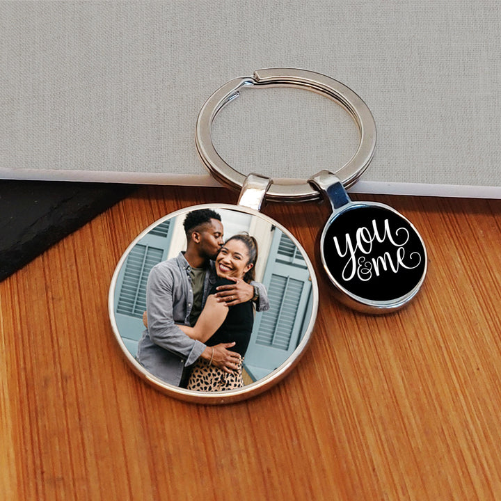 Personalised You &amp; Me Charm Photo Keyring