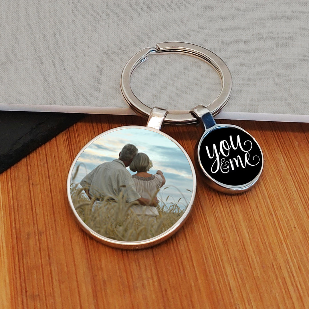 Personalised You &amp; Me Charm Photo Keyring
