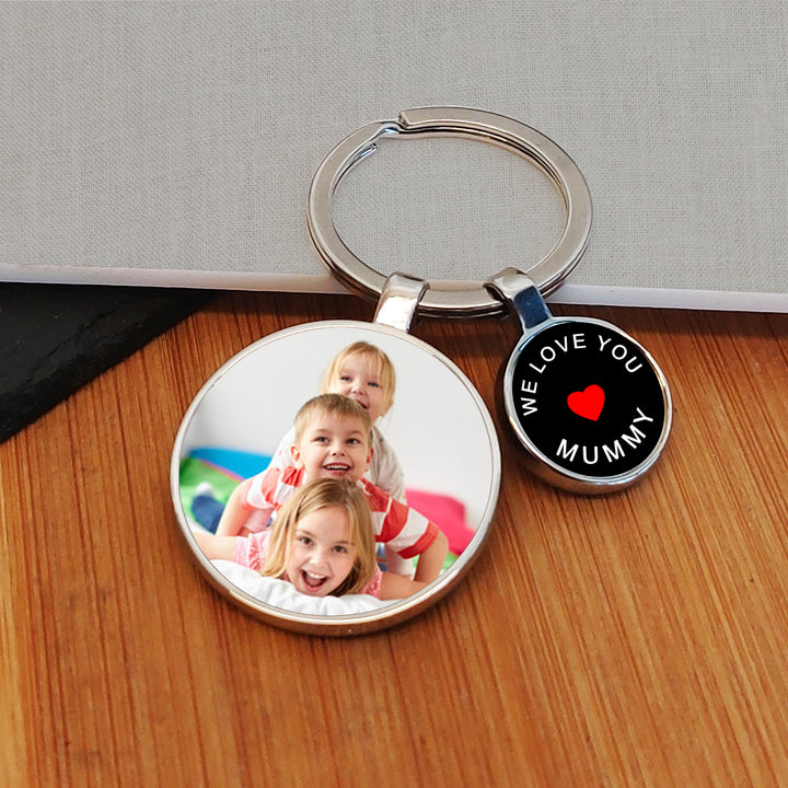 Personalised Love You Mummy Photo Keyring with Charm