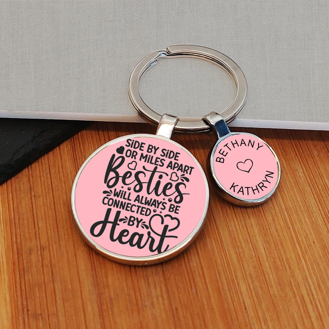 Personalised Besties Charm Keyring with Two Names