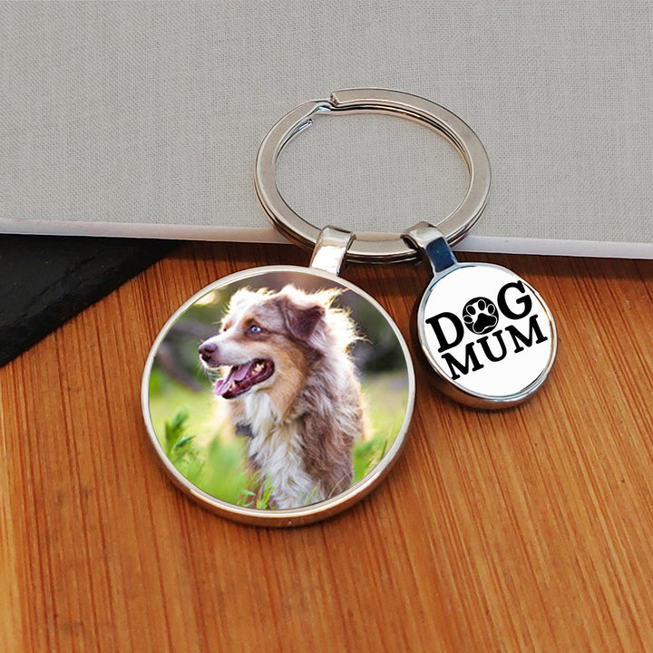 Personalised Dog Mum Photo Keyring with Charm