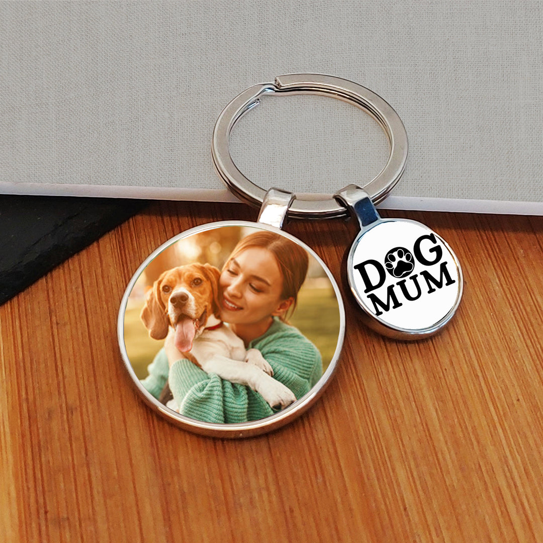 Personalised Dog Mum Photo Keyring with Charm