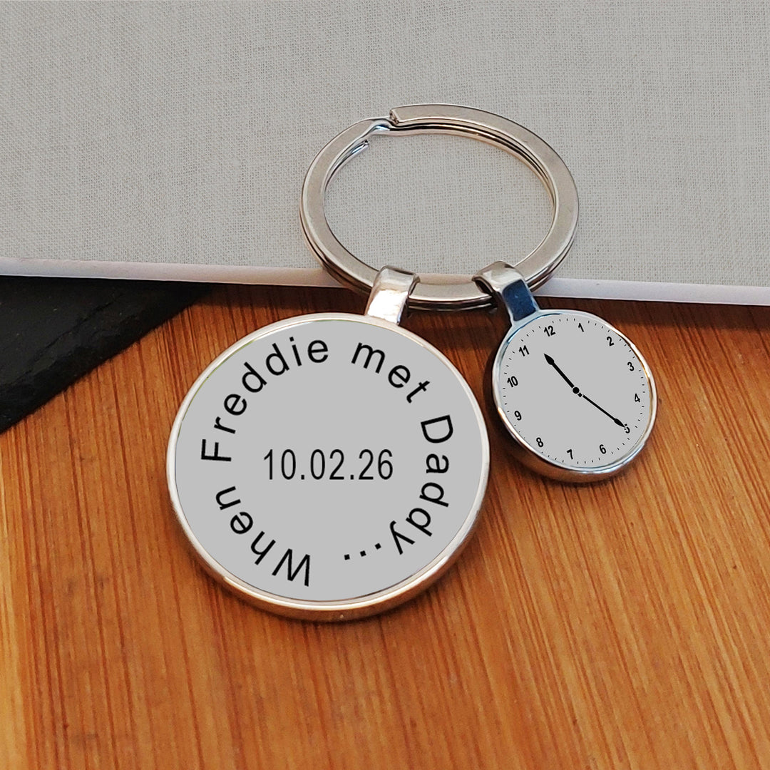 Personalised When We Met Daddy Keyring with Baby Details