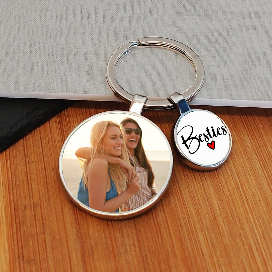 Personalised Besties Photo Keyring with Charm