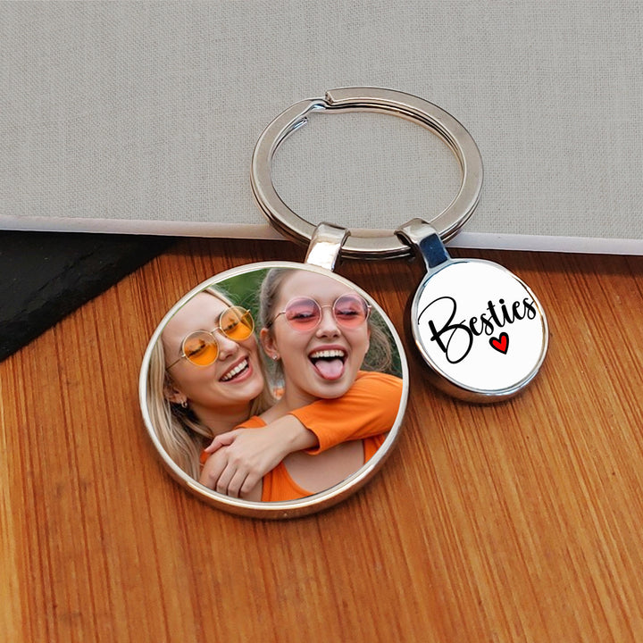 Personalised Besties Photo Keyring with Charm