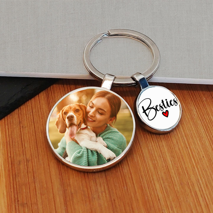 Personalised Besties Photo Keyring with Charm