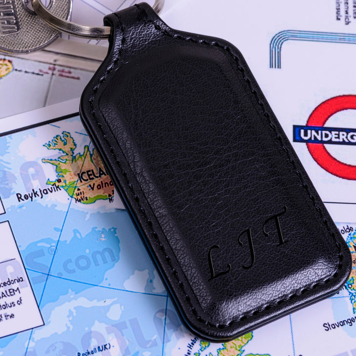 Personalised Faux Leather Keyring with Initials