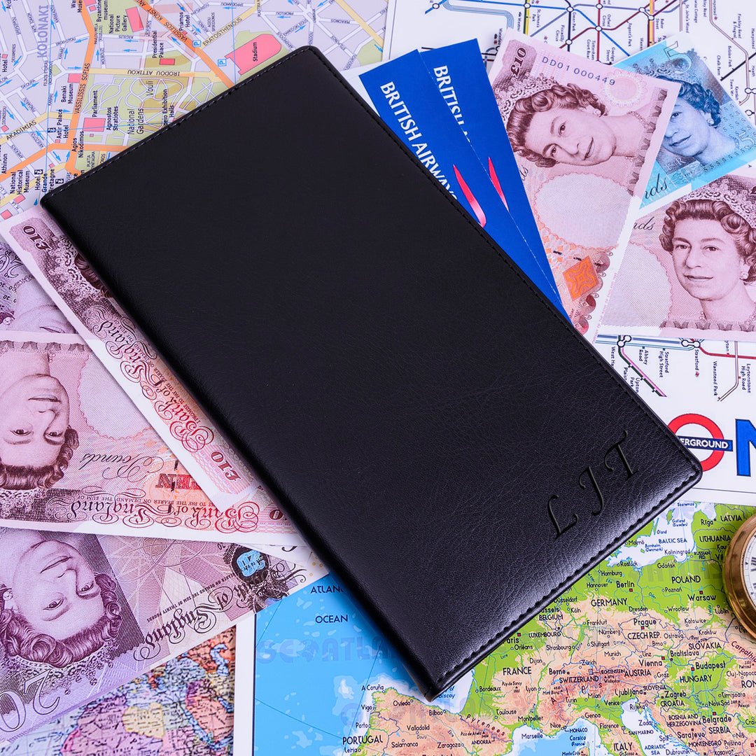 Personalised Faux Leather Travel Wallet with Initials