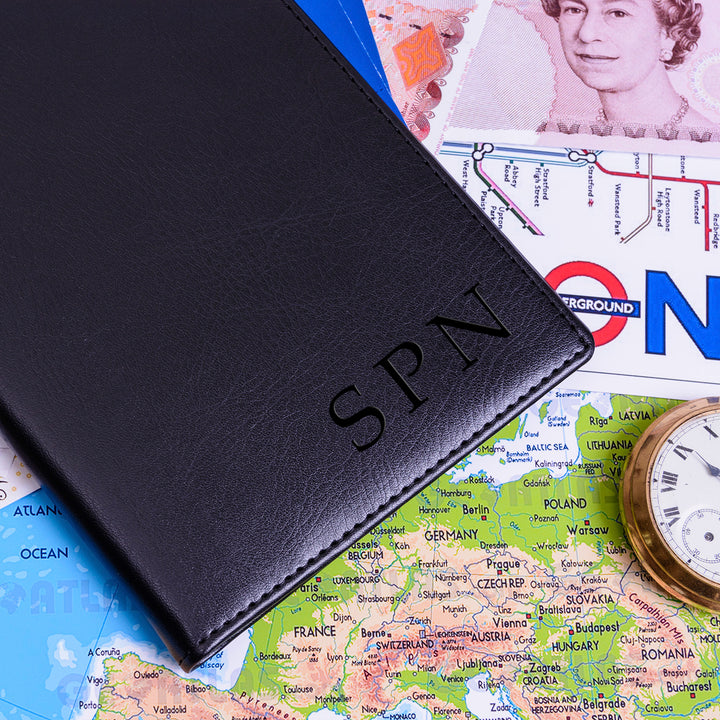 Personalised Faux Leather Travel Wallet with Initials