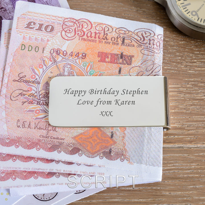 Personalised Silver Plated Money Clip