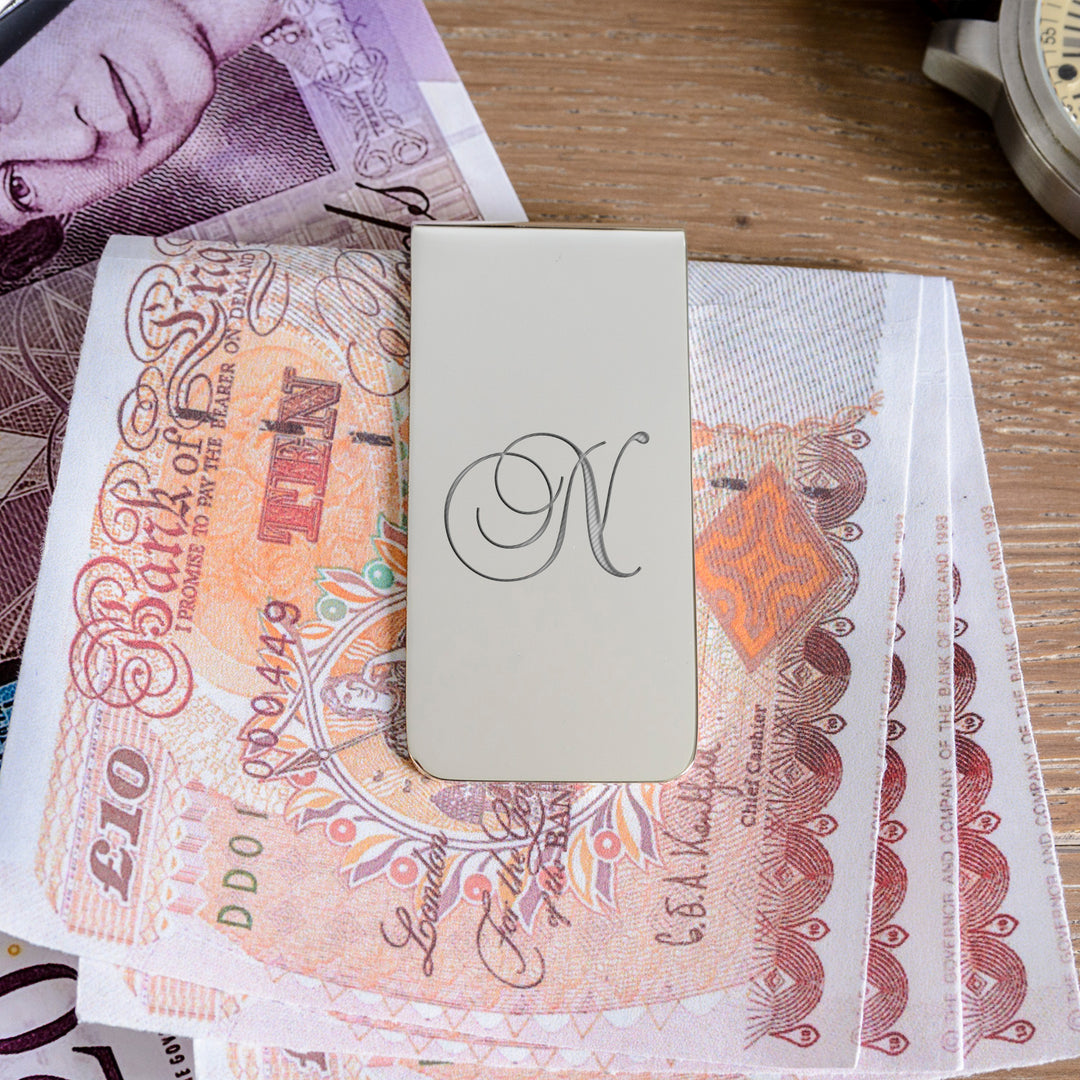 Personalised Script Initial Money Clip