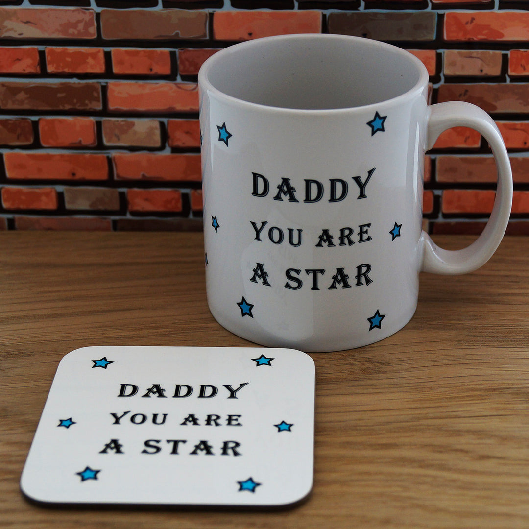 Personalised Daddy You Are a Star Mug and Coaster Set