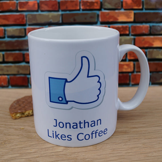 Personalised Who Likes Coffee Mug with Name
