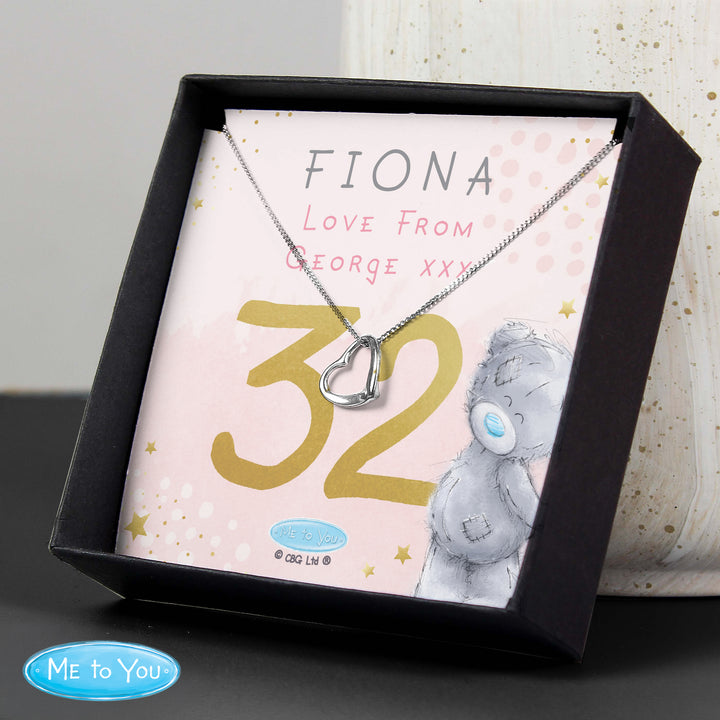 Personalised Me To You Sparkle &amp; Shine Birthday Sentiment Silver Tone Necklace and Box