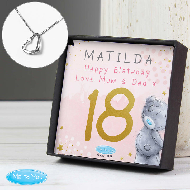 Personalised Me To You Sparkle &amp; Shine Birthday Sentiment Silver Tone Necklace and Box
