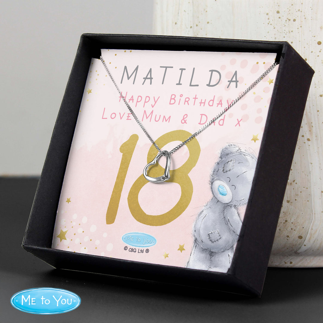 Personalised Me To You Sparkle &amp; Shine Birthday Sentiment Silver Tone Necklace and Box