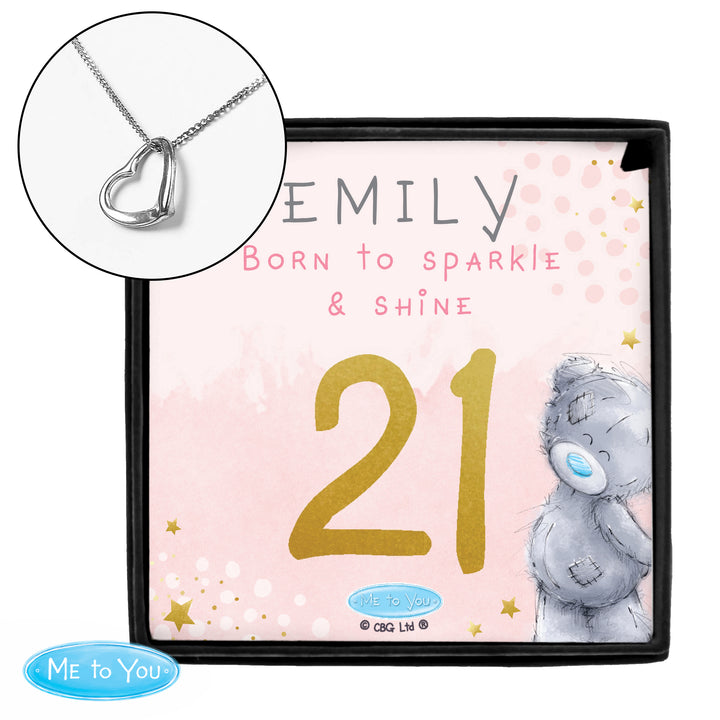 Personalised Me To You Sparkle &amp; Shine Birthday Sentiment Silver Tone Necklace and Box