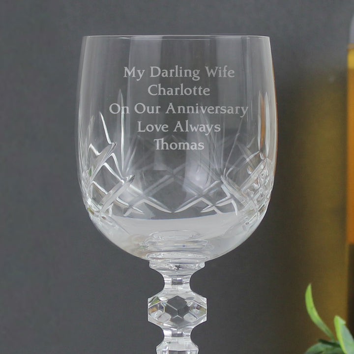 Personalised Cut Crystal Wine Glass – alternative view