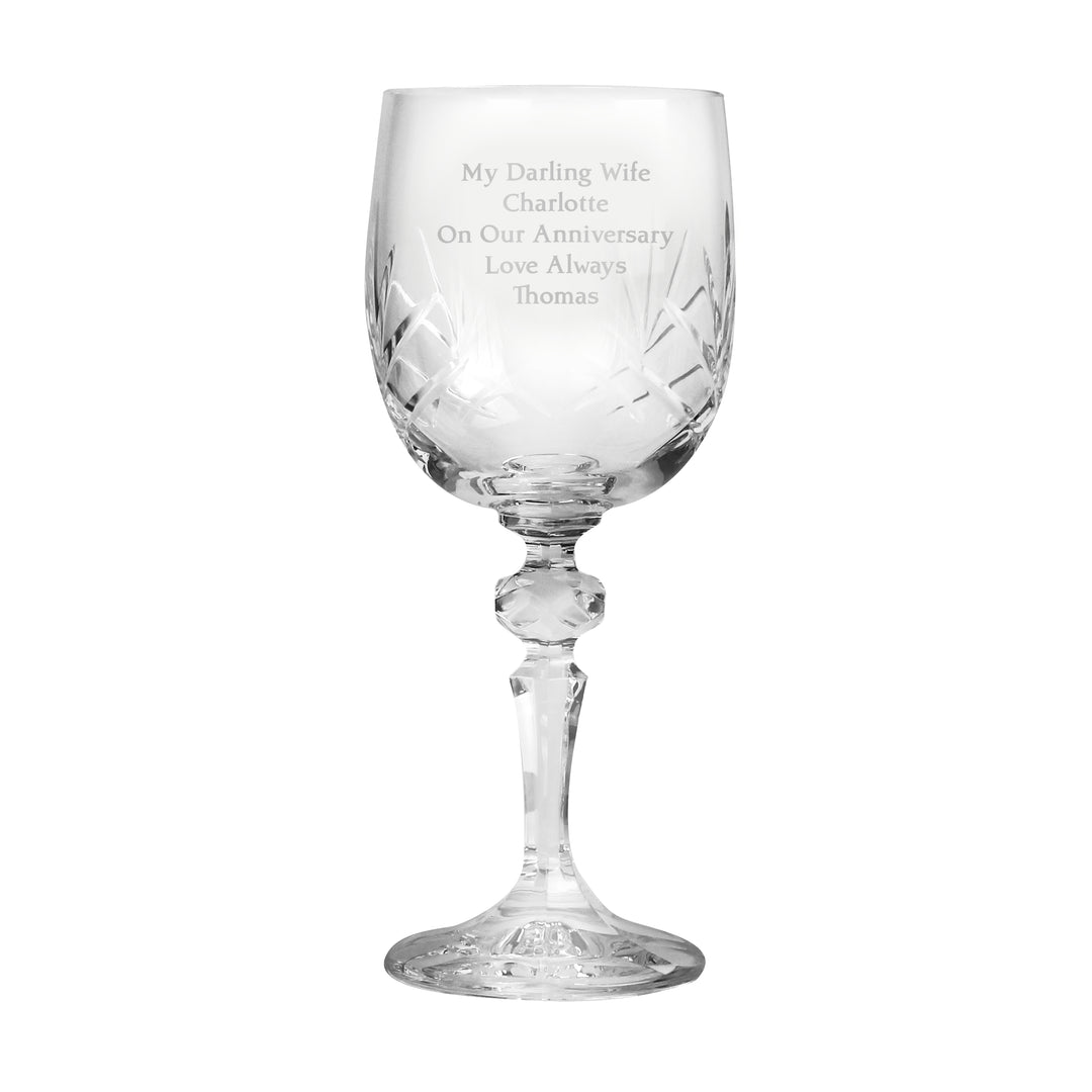 Personalised Cut Crystal Wine Glass – alternative view