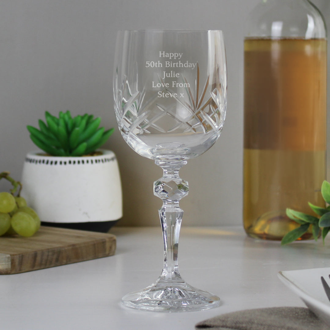Personalised Cut Crystal Wine Glass – alternative view