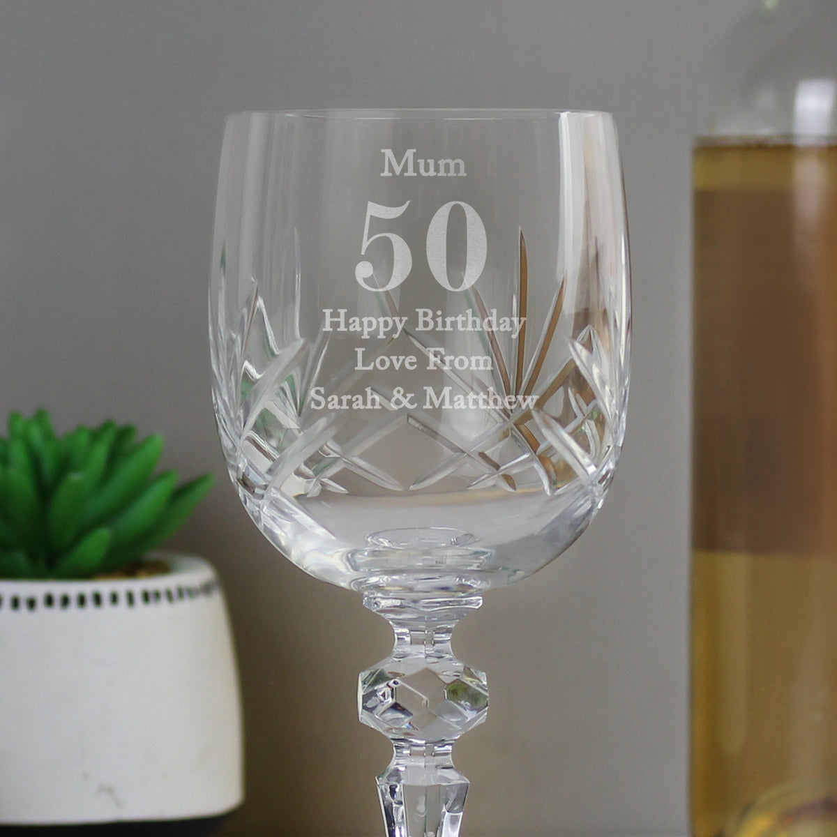 Personalised Birthday Crystal Cut Wine Glass – alternative view