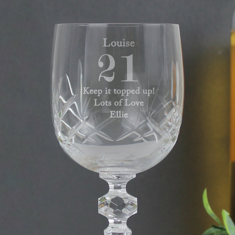 Personalised Birthday Crystal Cut Wine Glass