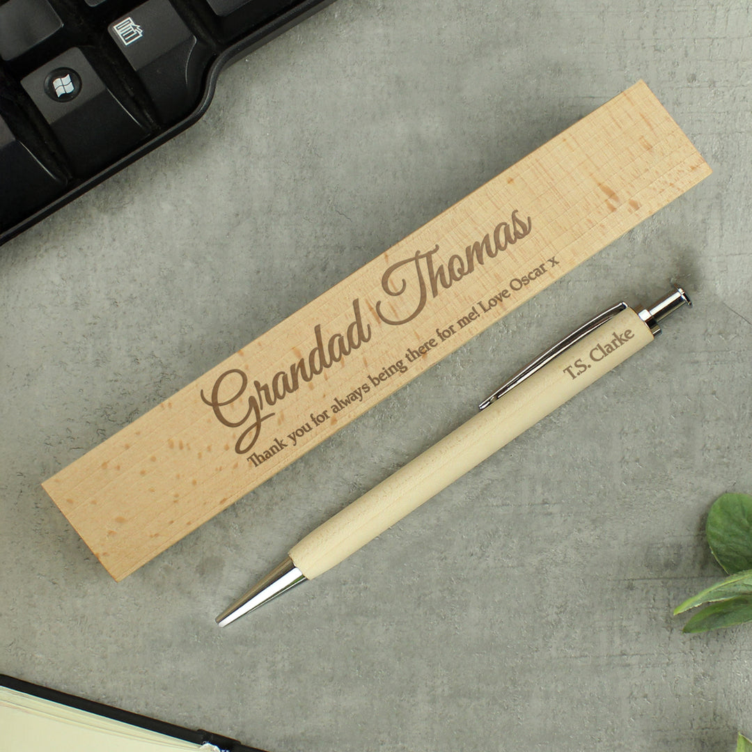 Personalised wooden pen and engraved wooden presentation box