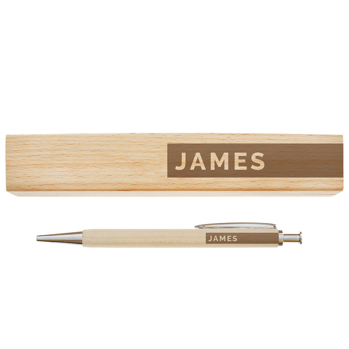 Personalised wooden pen and matching name-engraved box