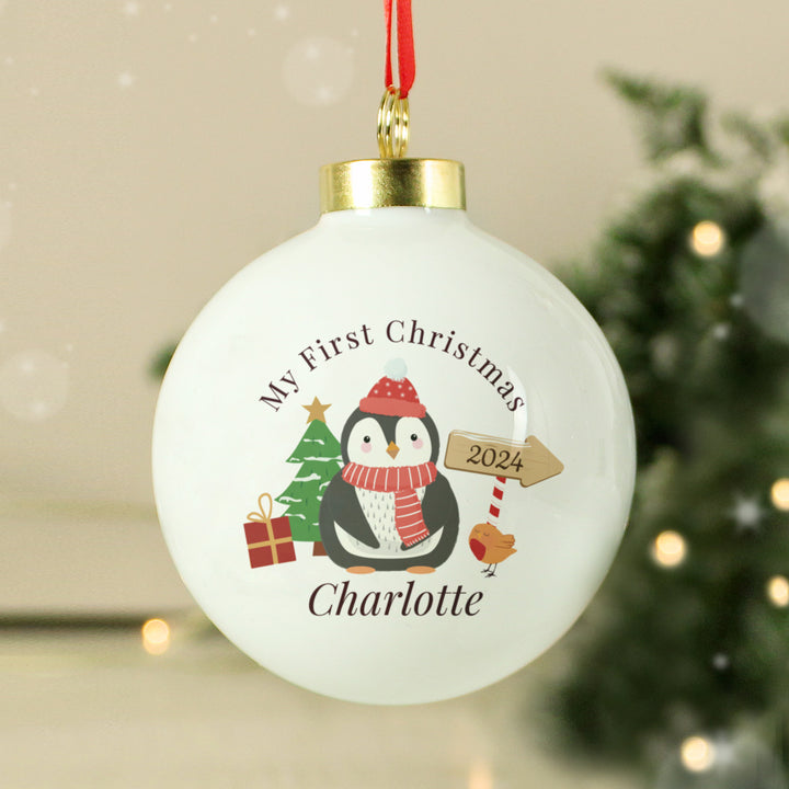 Personalised My 1st Christmas Penguin Bauble – alternative view