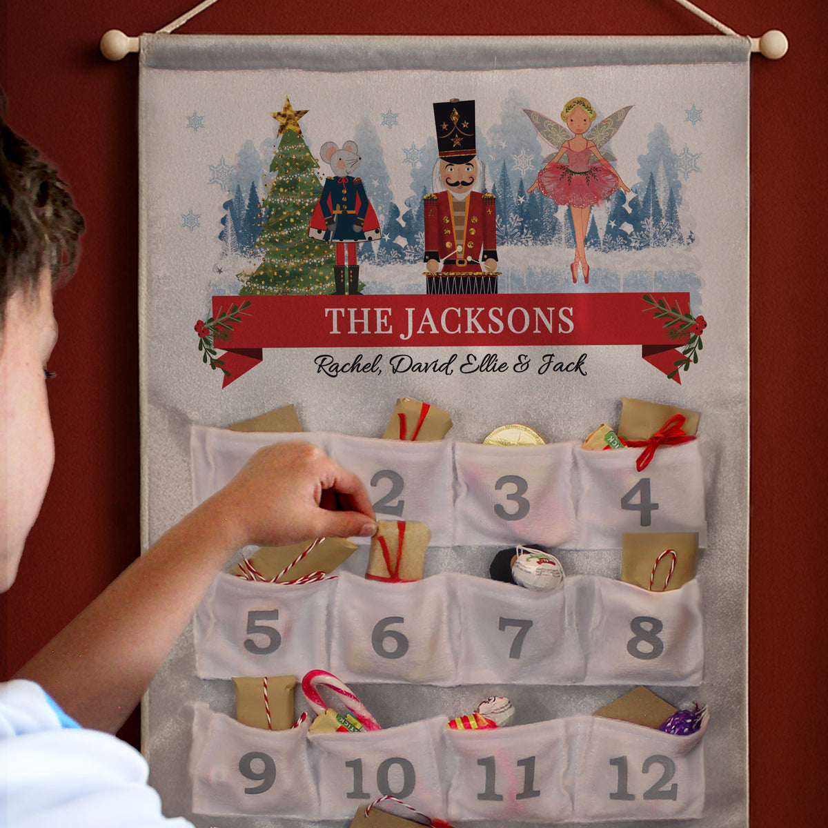 Personalised Nutcracker Advent Calendar In Silver Grey – alternative view