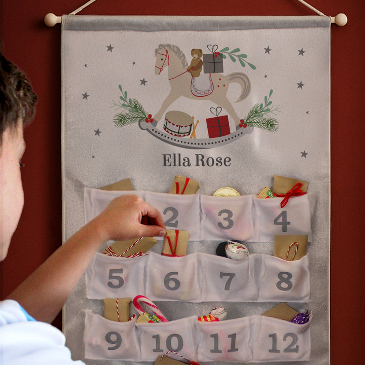 Personalised Rocking Horse Advent Calendar In Silver Grey – alternative view