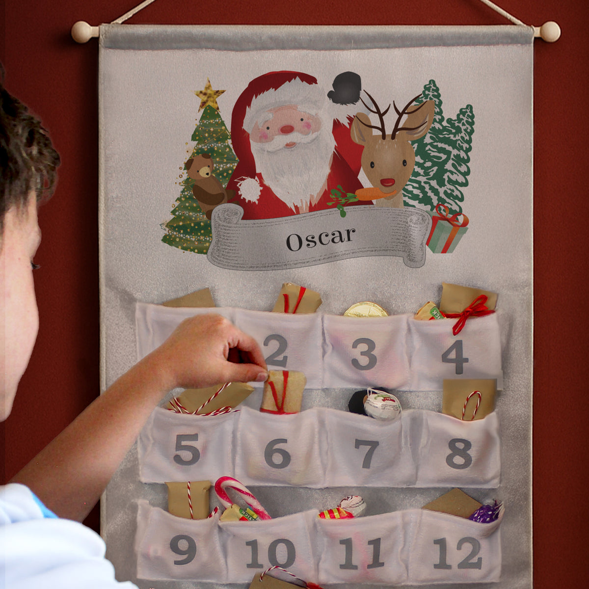 Personalised Santa Advent Calendar In Silver Grey – alternative view