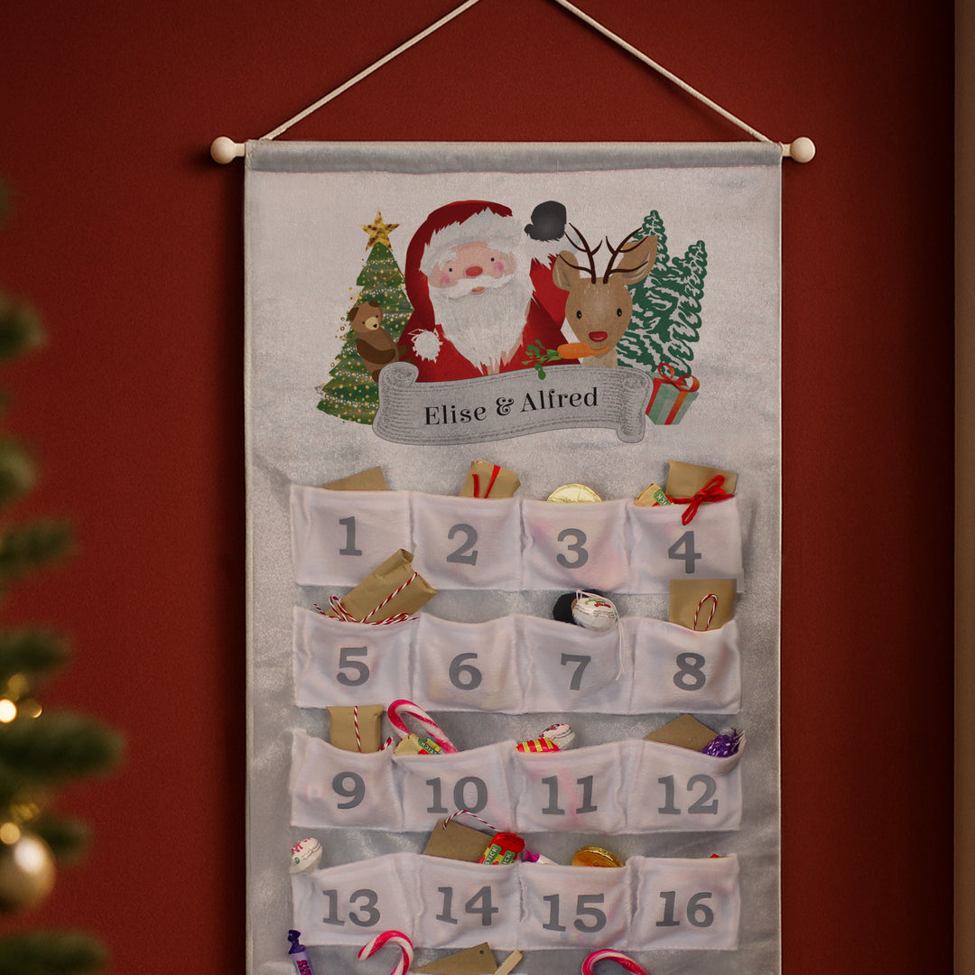 Personalised Santa Advent Calendar In Silver Grey – alternative view