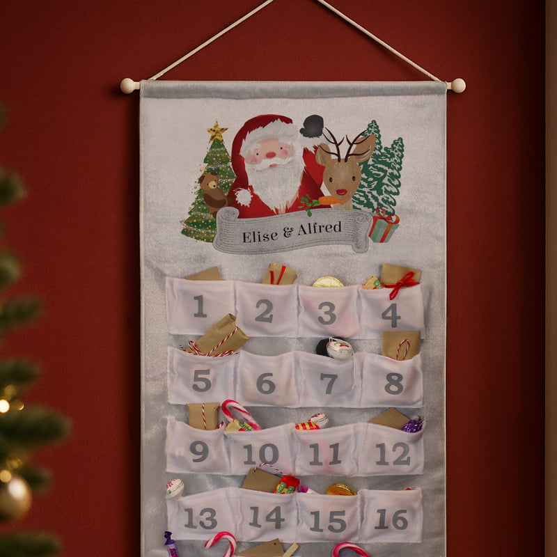 Personalised Santa Advent Calendar In Silver Grey