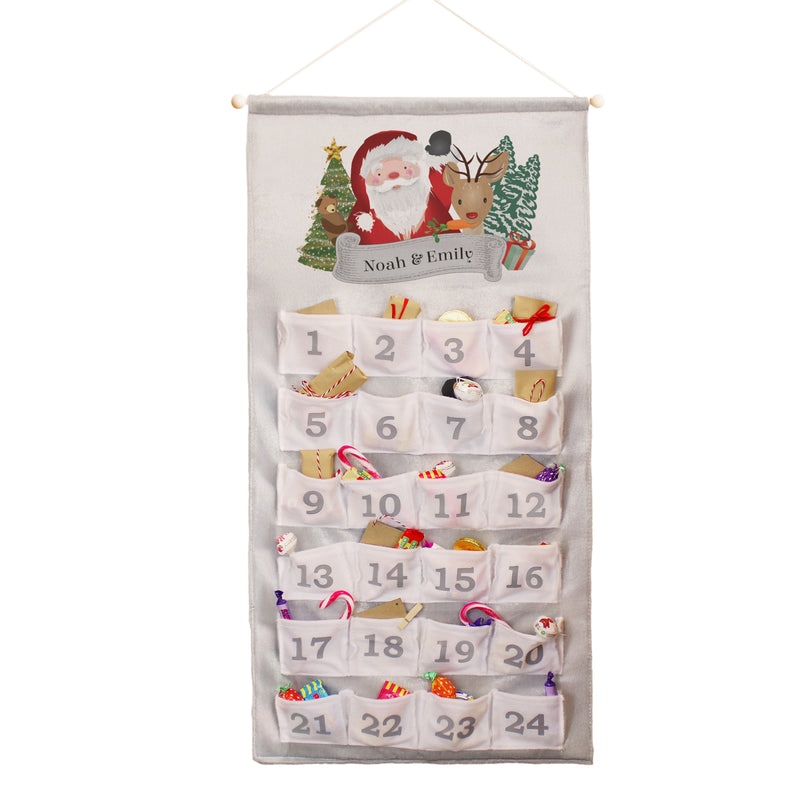 Personalised Santa Advent Calendar In Silver Grey