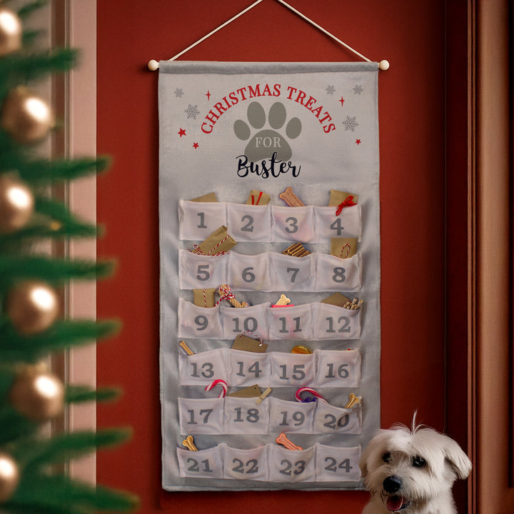 Personalised Pet Advent Calendar In Silver Grey