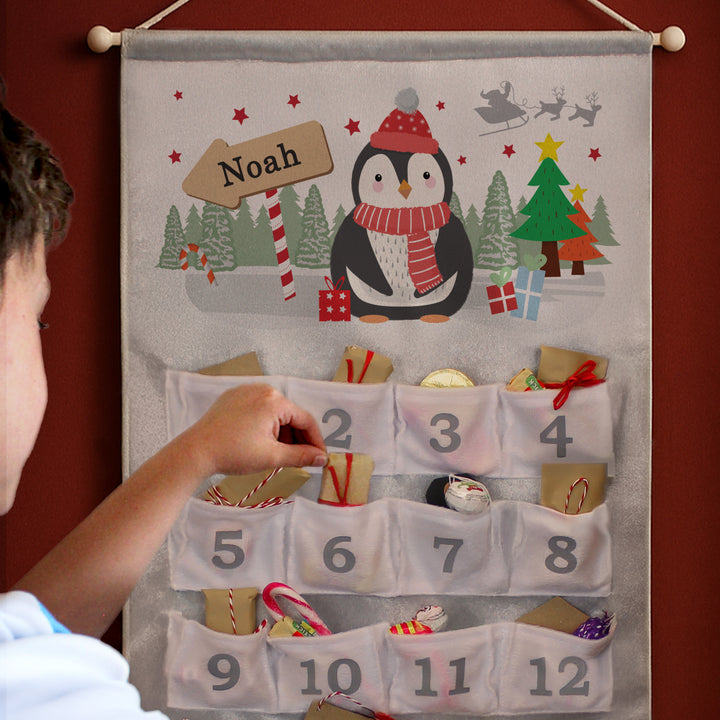 Personalised Christmas Penguin Advent Calendar In Silver Grey – alternative view