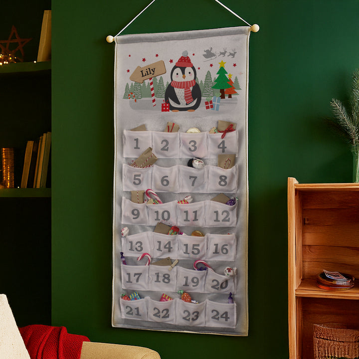 Personalised Christmas Penguin Advent Calendar In Silver Grey – alternative view