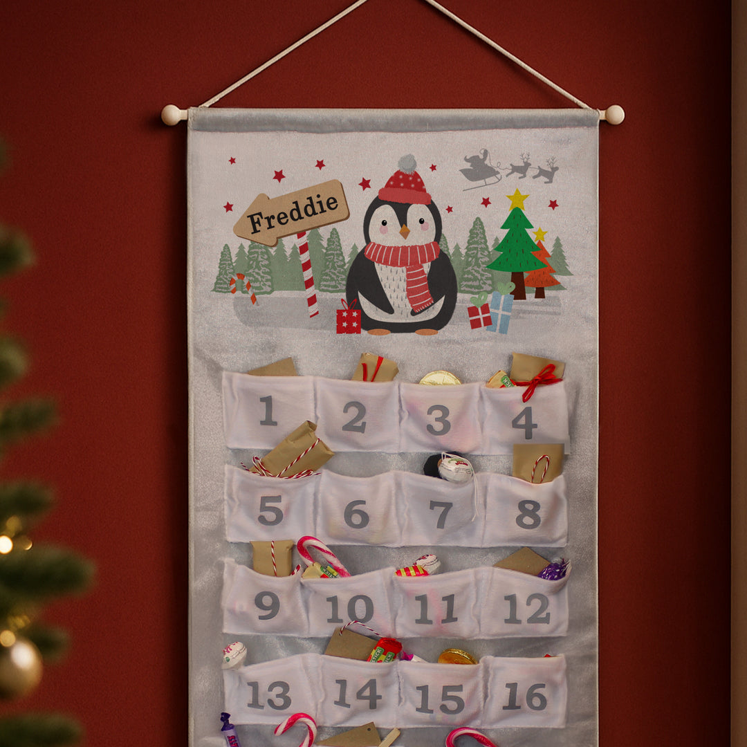 Personalised Christmas Penguin Advent Calendar In Silver Grey – alternative view