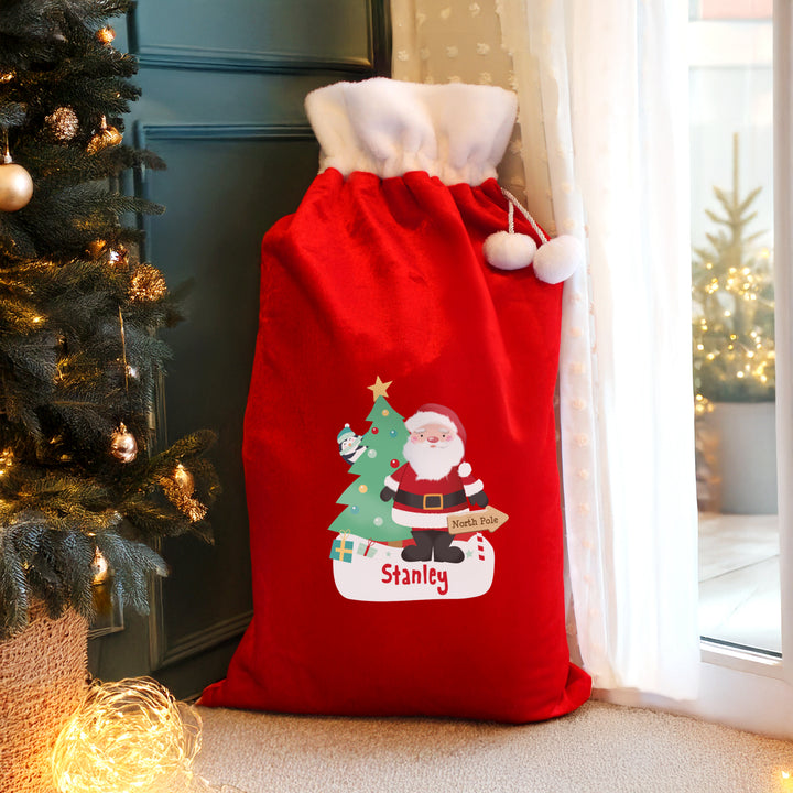 Personalised Santa Luxury Pom Pom Red Sack – alternative view