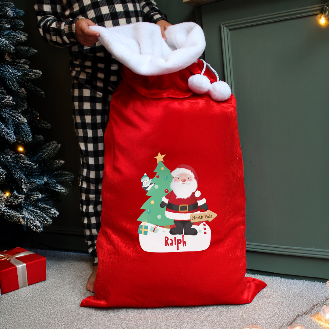Personalised Santa Luxury Pom Pom Red Sack – alternative view