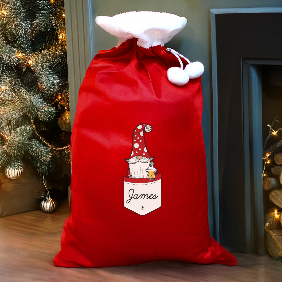 Personalised Gonk Family Red Christmas Sack - Male