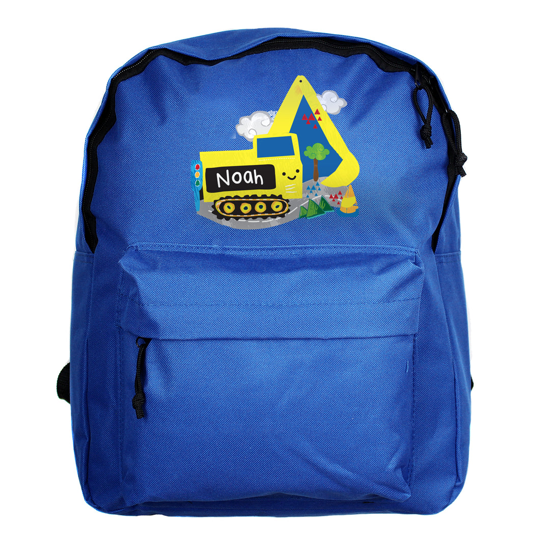 Personalised Digger Blue Backpack, The Personal Shop, personalised gifts
