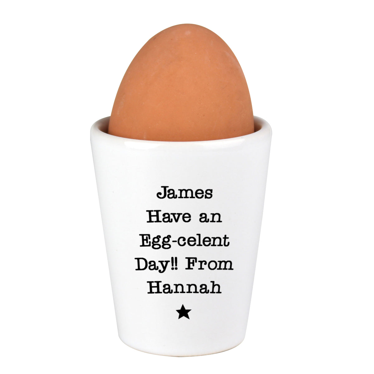 Personalised Star Free Text Egg Cup – alternative view